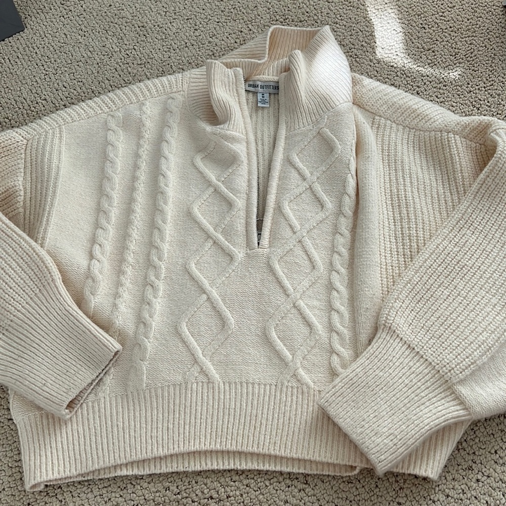 Knit Cropped Half Zip Sweater
